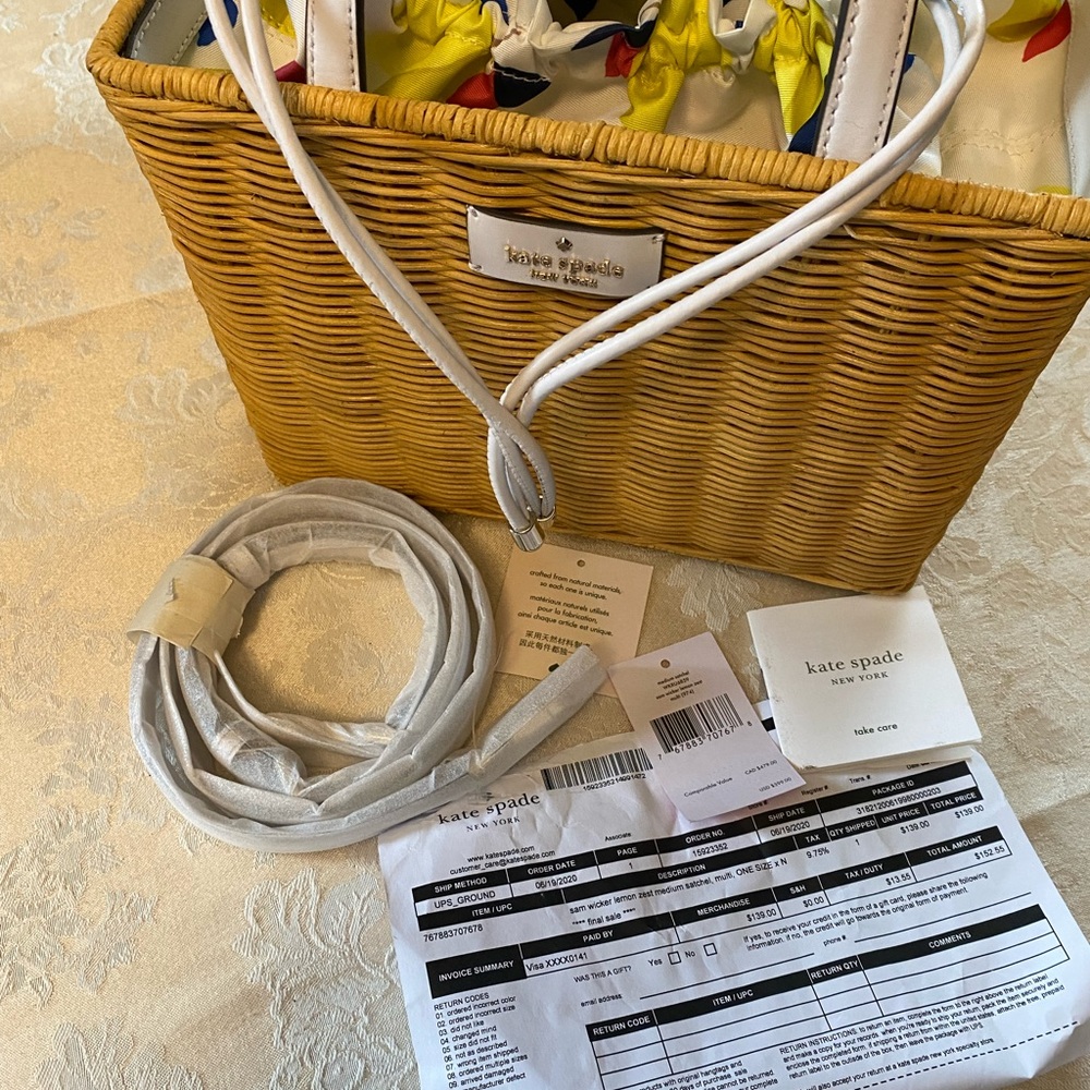 Kate Spade Sam Wicker Lemon Zest handbag